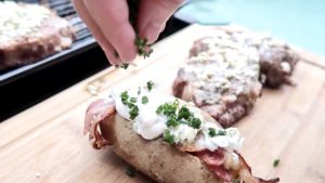 potatoes with bacon, sour cream, and chives